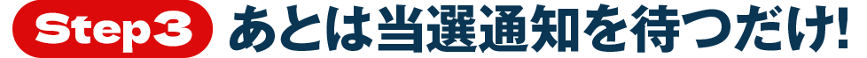 Step3 あとは当選通知を待つだけ！